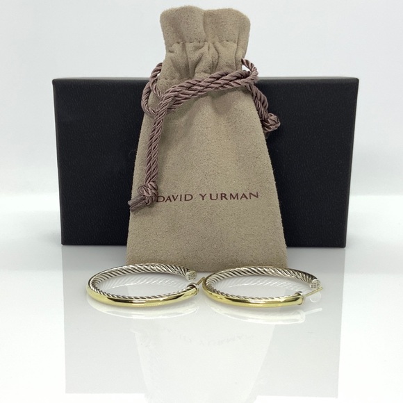 David Yurman 925 & 18k Gold Large Hoop Earrings - Picture 4 of 12